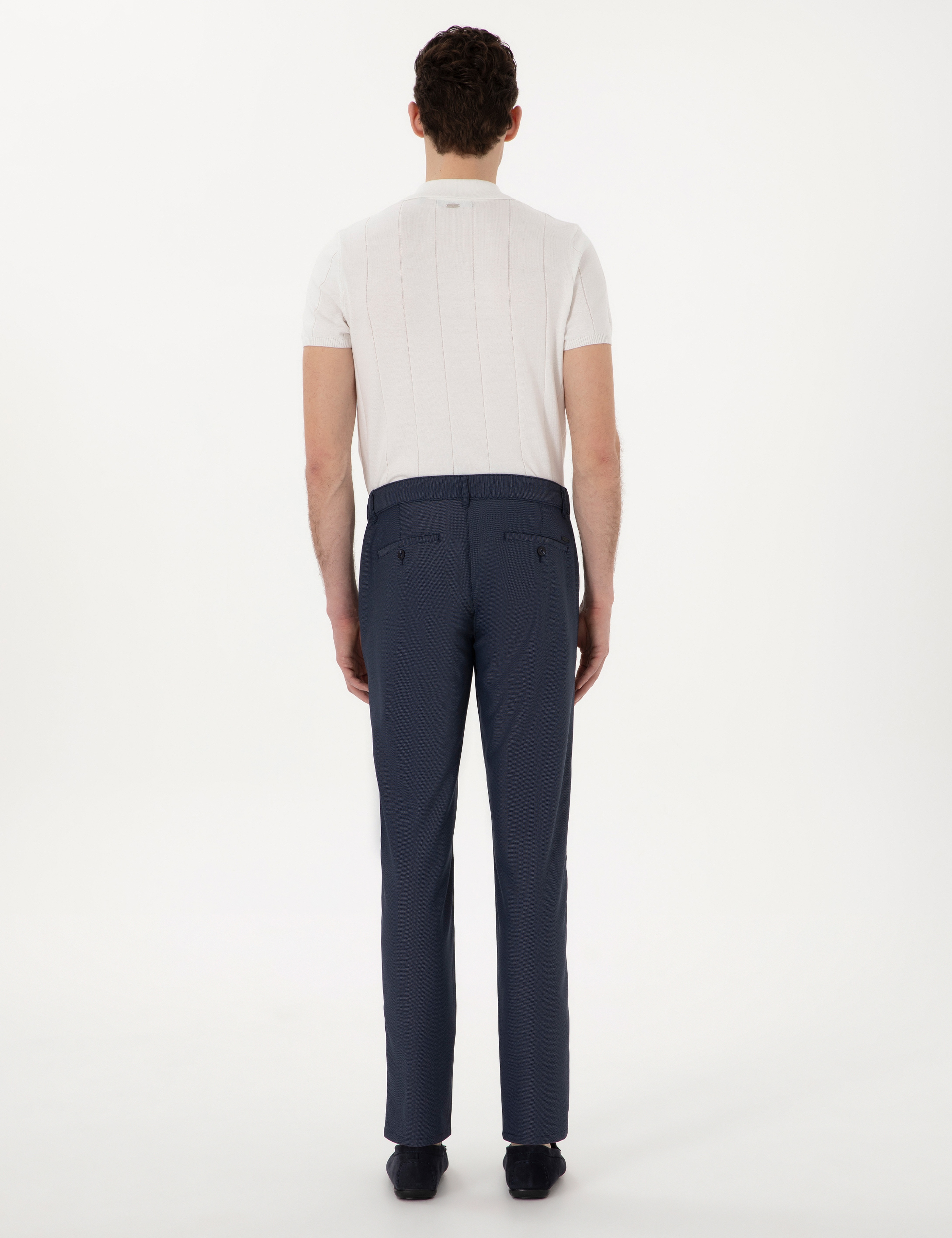 Lacivert Slim Fit Beli Lastikli Kanvas Pantolon - Image 4