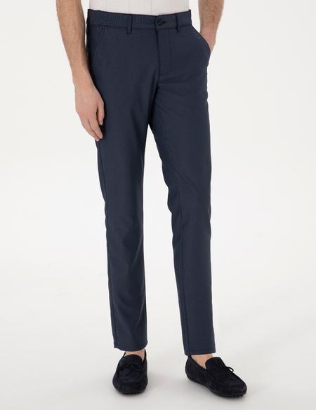 Lacivert Slim Fit Beli Lastikli Kanvas Pantolon - 50308092179