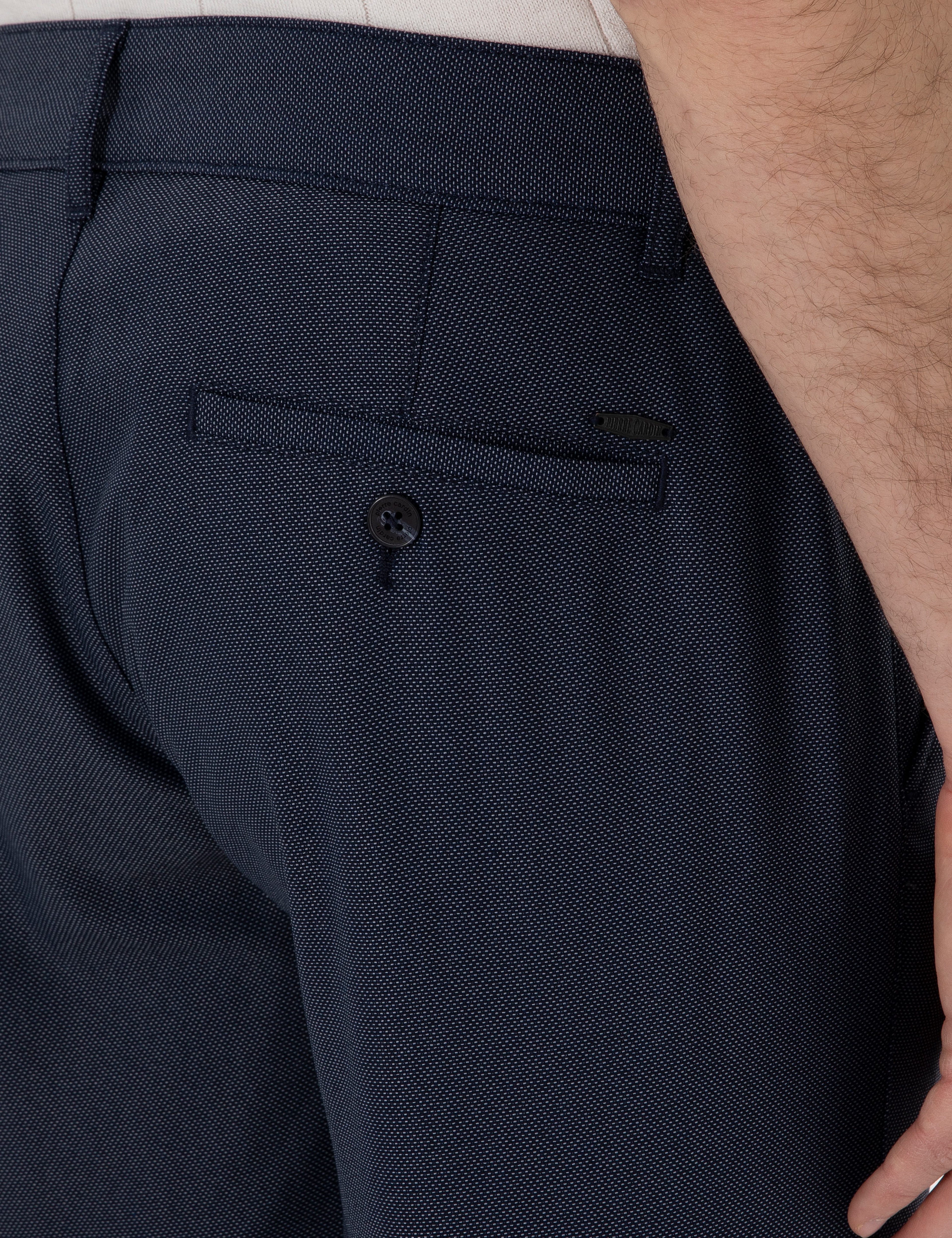 Lacivert Slim Fit Beli Lastikli Kanvas Pantolon - Image 6