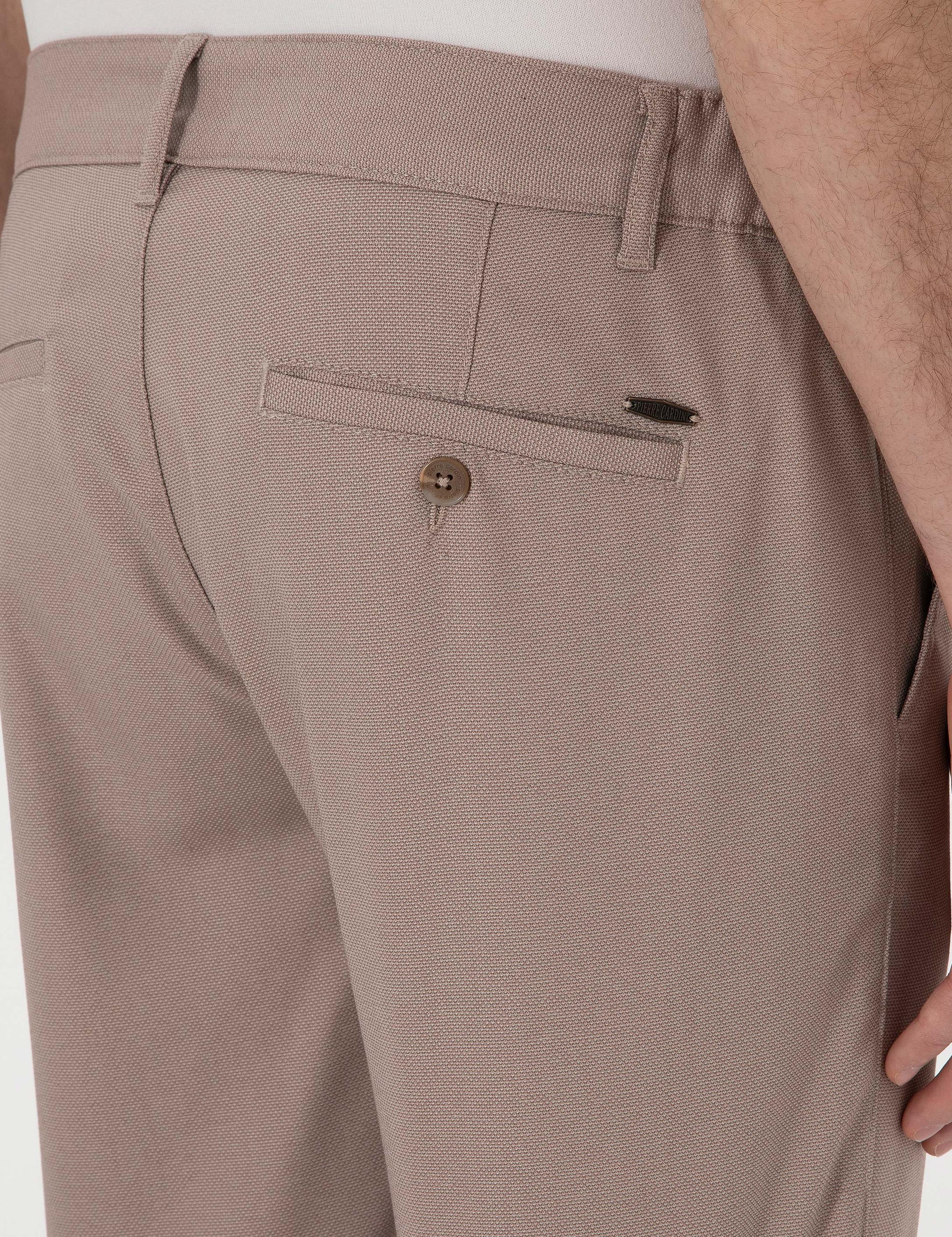 Koyu Bej Slim Fit Beli Lastikli Kanvas Pantolon