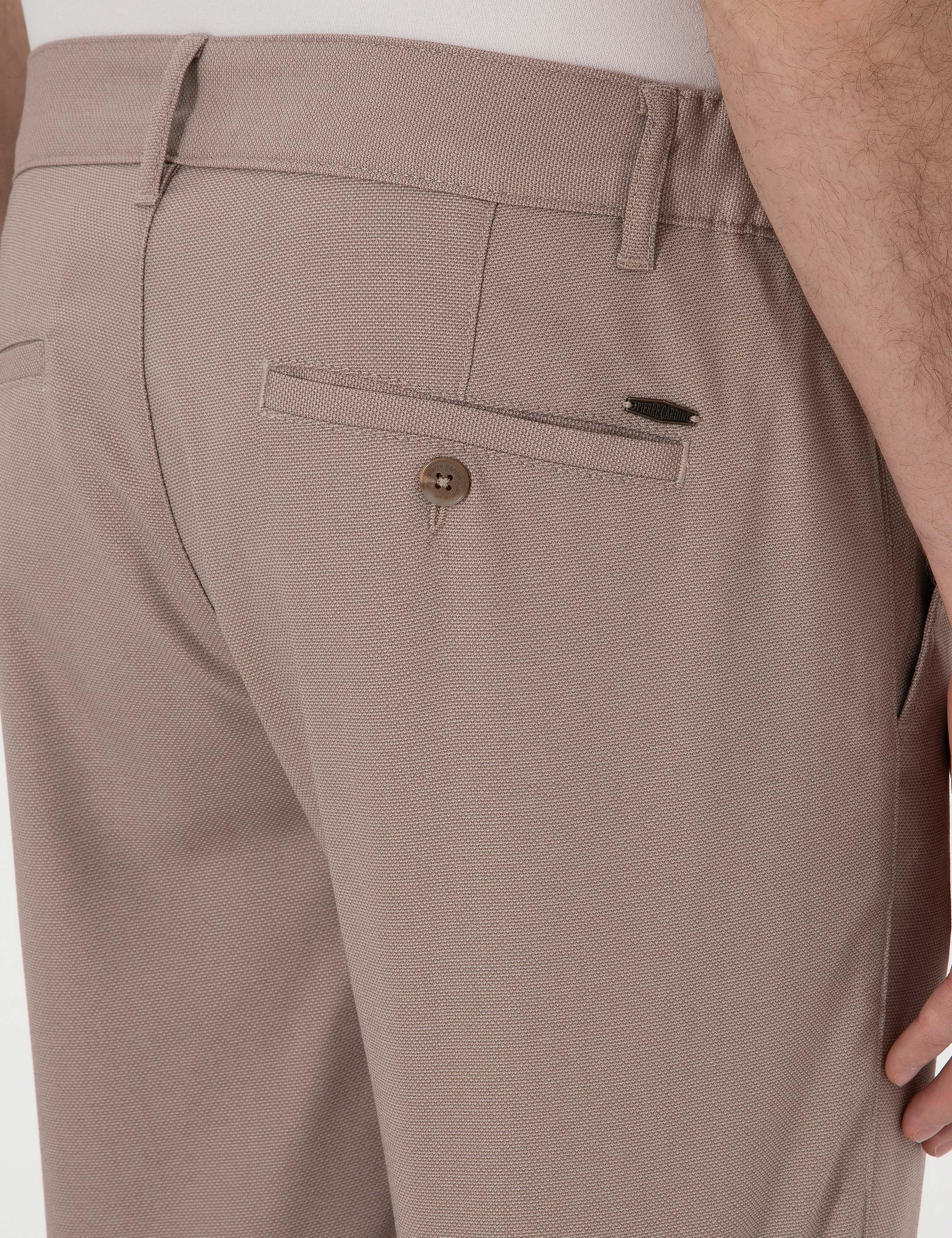 Koyu Bej Slim Fit Beli Lastikli Kanvas Pantolon - Image 6