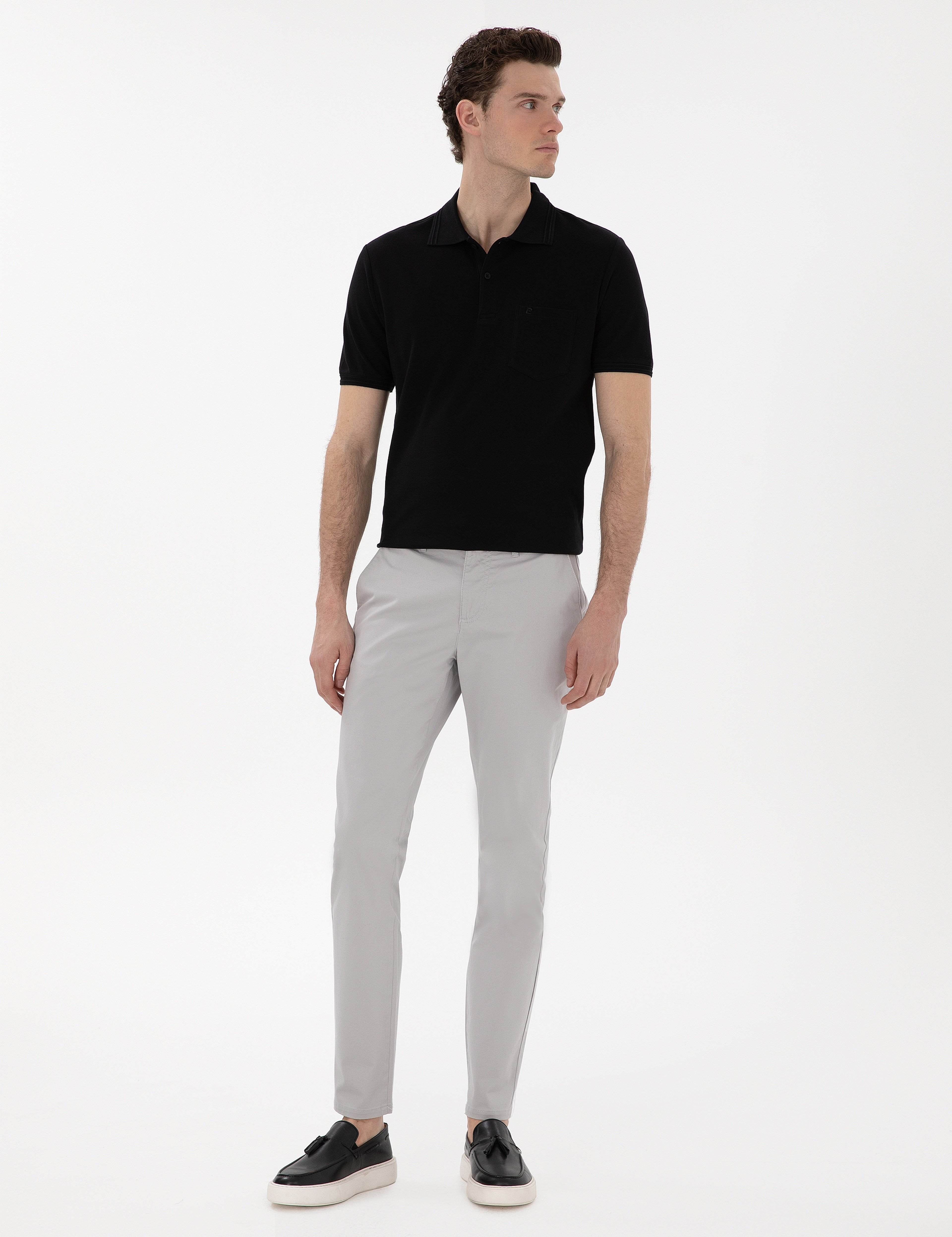 Siyah Regular Fit %100 Pamuk Cepli Düğmeli Polo Yaka Basic Tişört - Image 4