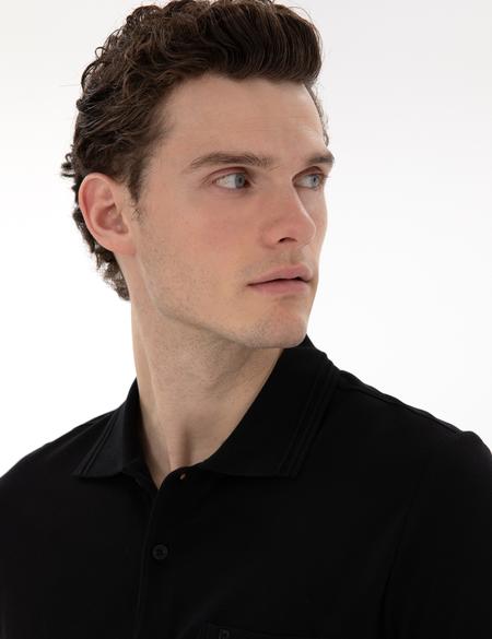 Siyah Regular Fit %100 Pamuk Polo Yaka Basic Tişört - 50306552041