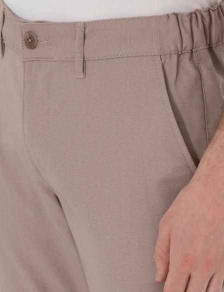 Koyu Bej Slim Fit Beli Lastikli Kanvas Pantolon - 50308092107
