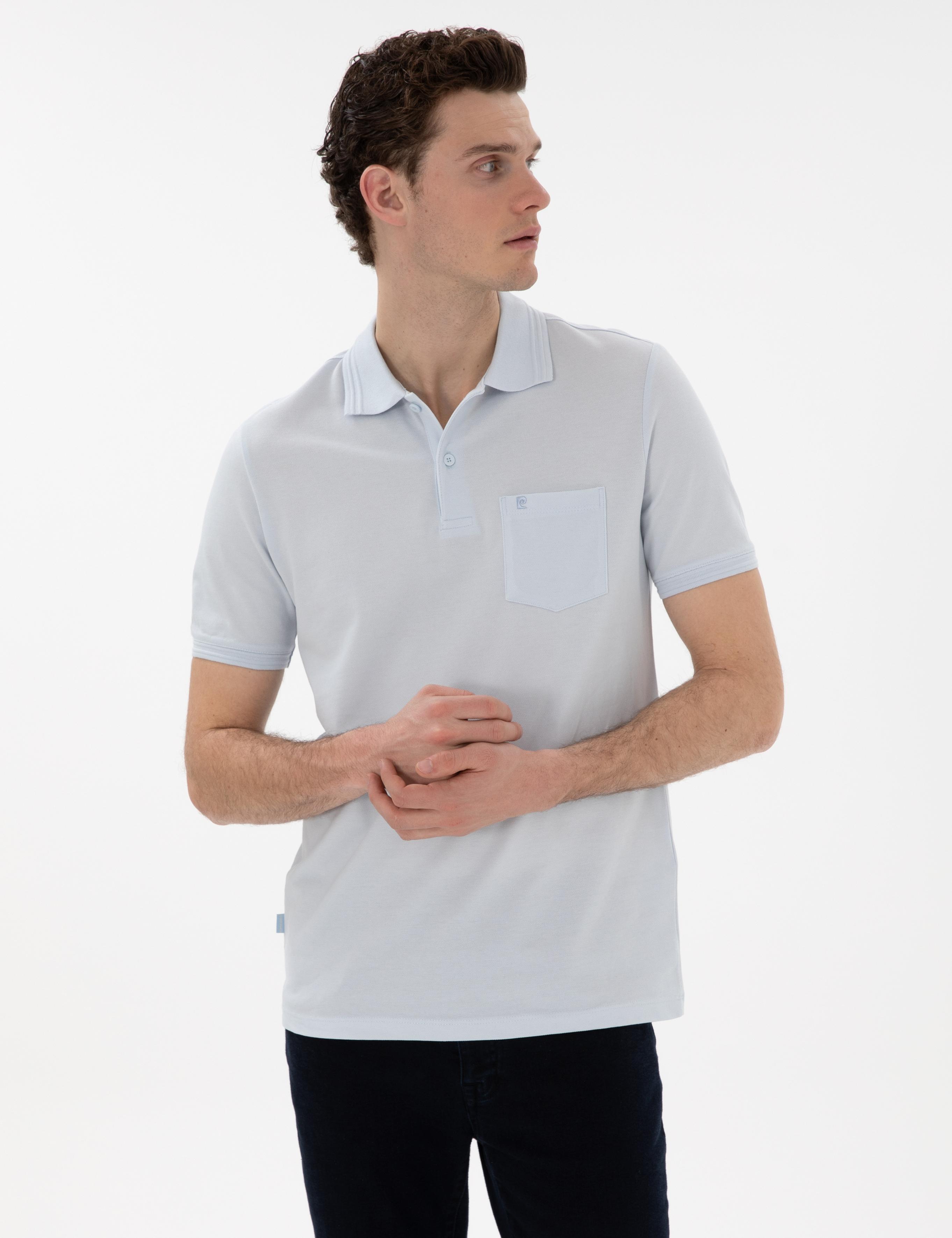 Açık Mavi Regular Fit %100 Pamuk Polo Yaka Basic Tişört