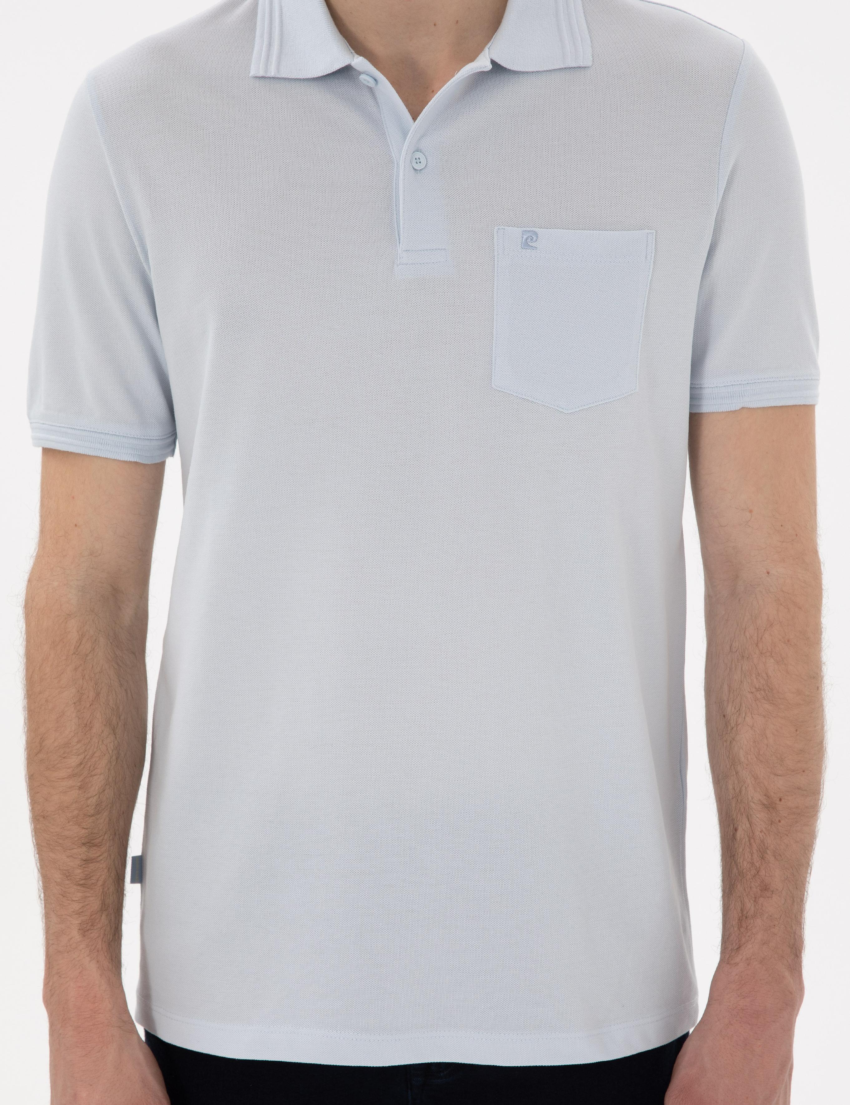 Açık Mavi Regular Fit %100 Pamuk Polo Yaka Basic Tişört