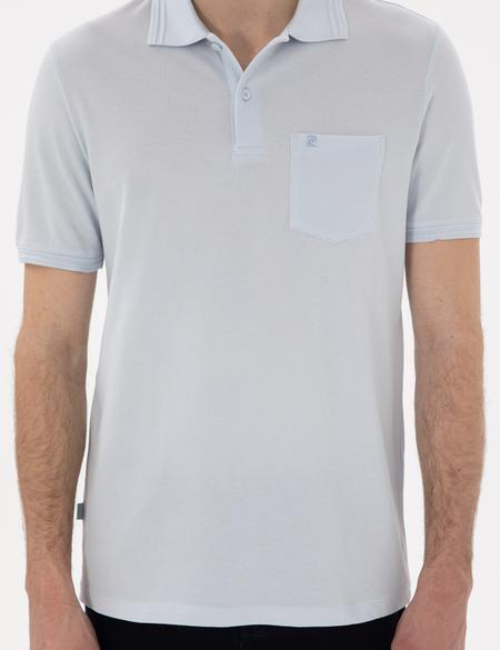 Açık Mavi Regular Fit %100 Pamuk Polo Yaka Basic Tişört - 50306552078