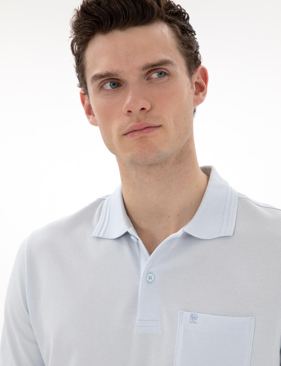 Açık Mavi Regular Fit %100 Pamuk Polo Yaka Basic Tişört