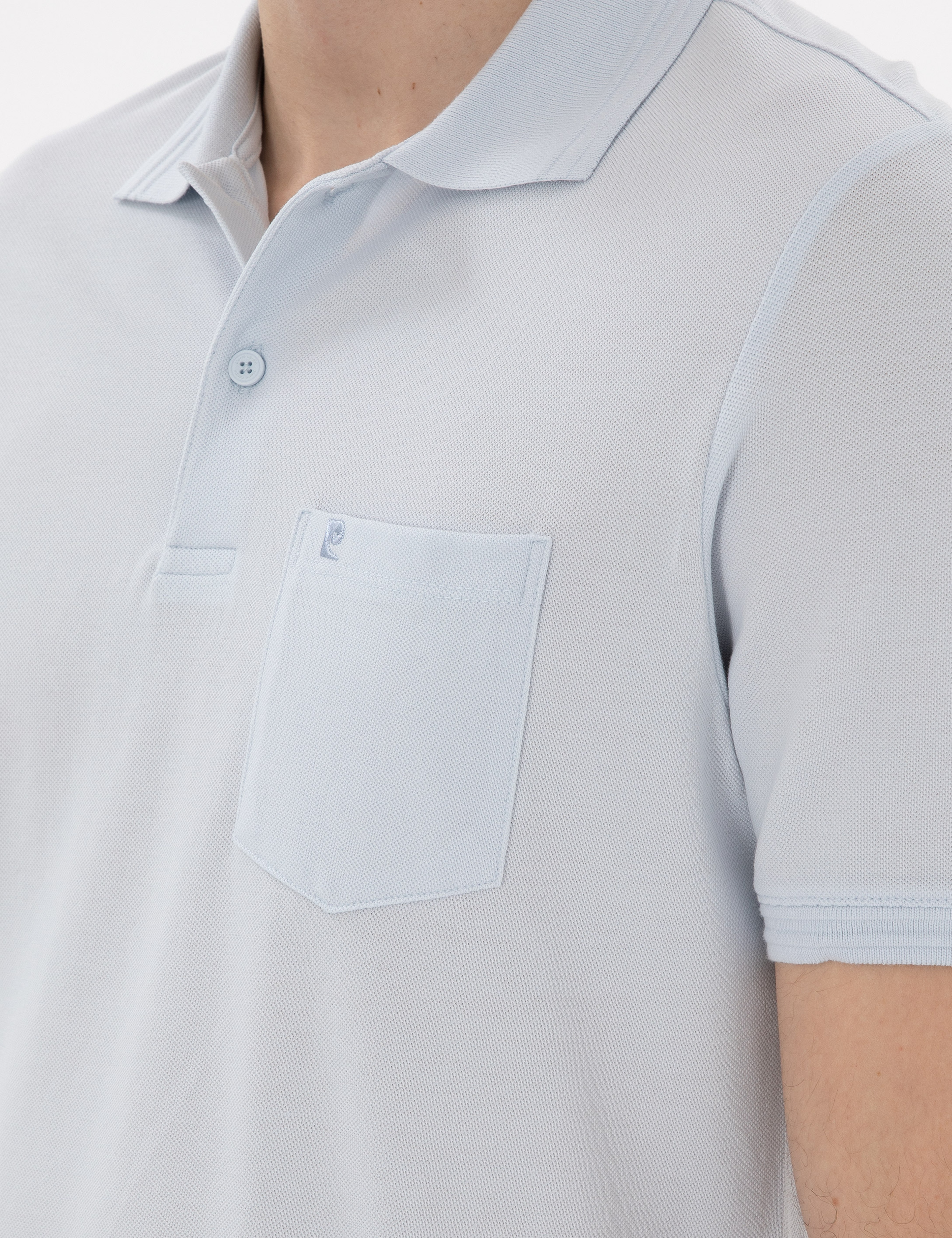 Açık Mavi Regular Fit %100 Pamuk Cepli Düğmeli Polo Yaka Basic Tişört