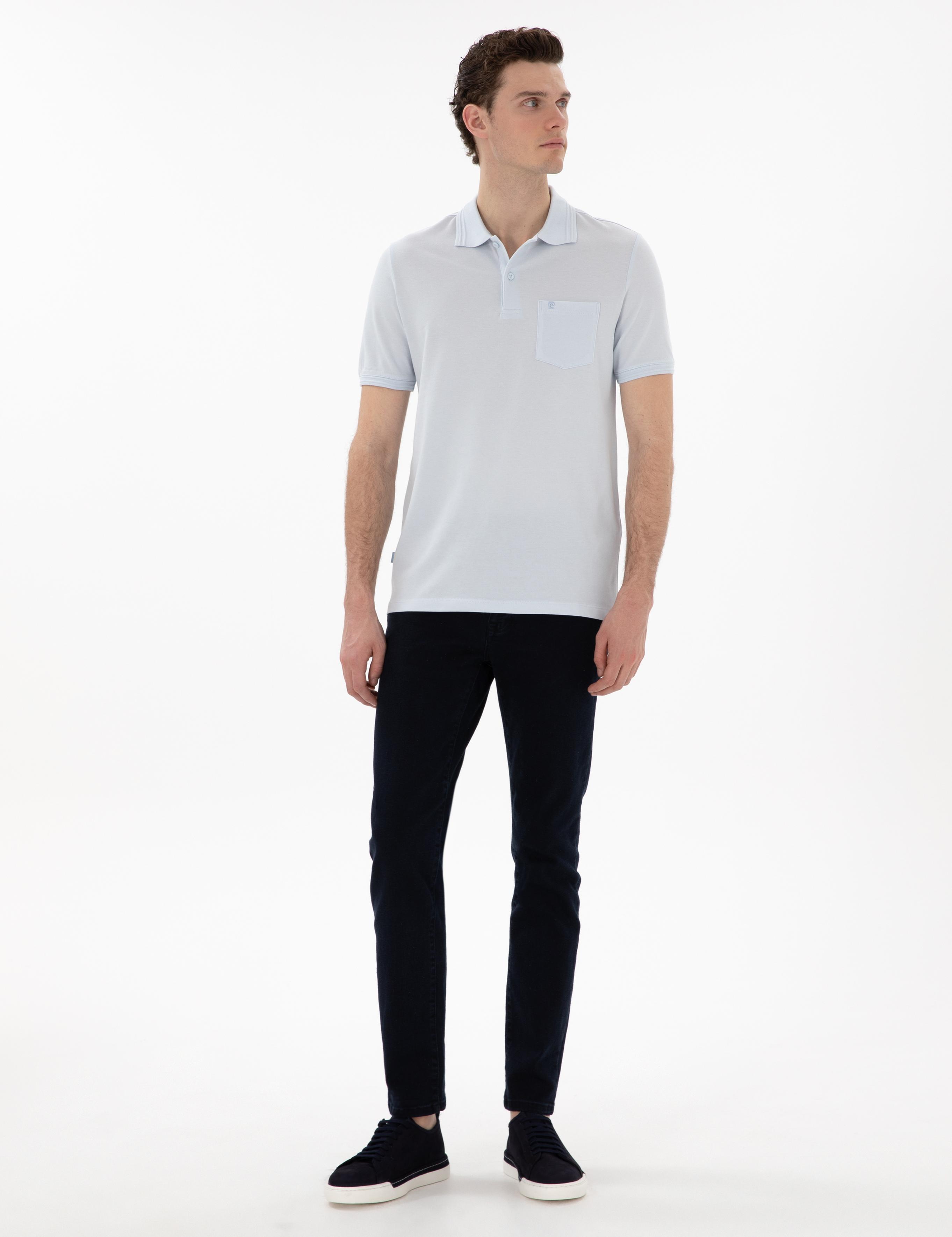 Açık Mavi Regular Fit %100 Pamuk Polo Yaka Basic Tişört