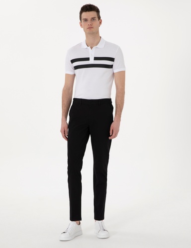 Siyah Slim Fit Beli Lastikli Kanvas Pantolon