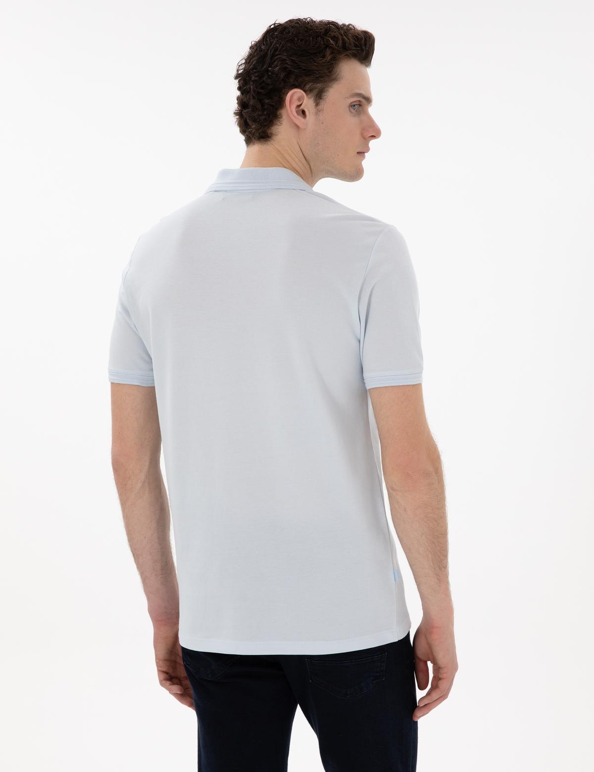 Açık Mavi Regular Fit %100 Pamuk Polo Yaka Basic Tişört - 50306552078