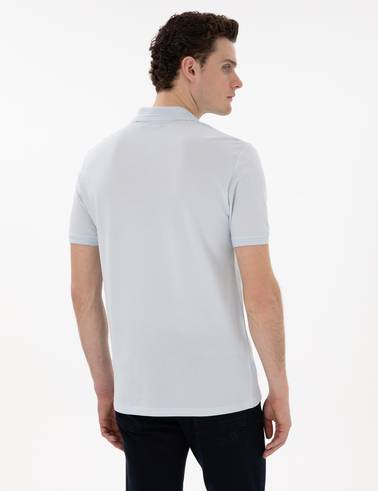 Açık Mavi Regular Fit %100 Pamuk Cepli Polo Yaka Basic Tişört
