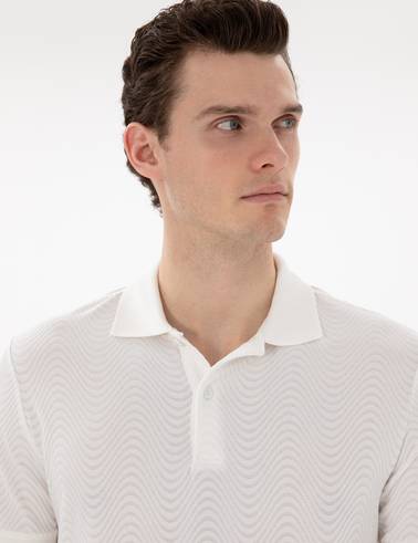 Beyaz Slim Fit Polo Yaka Tişört