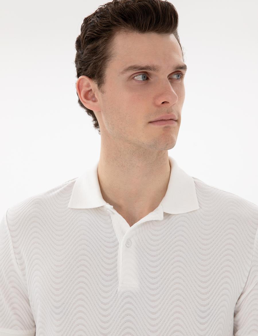 Beyaz Slim Fit Polo Yaka Tişört