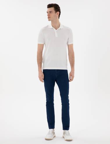 Beyaz Slim Fit Polo Yaka Tişört