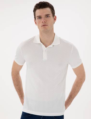Beyaz Slim Fit Polo Yaka Tişört