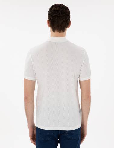 Beyaz Slim Fit Polo Yaka Tişört
