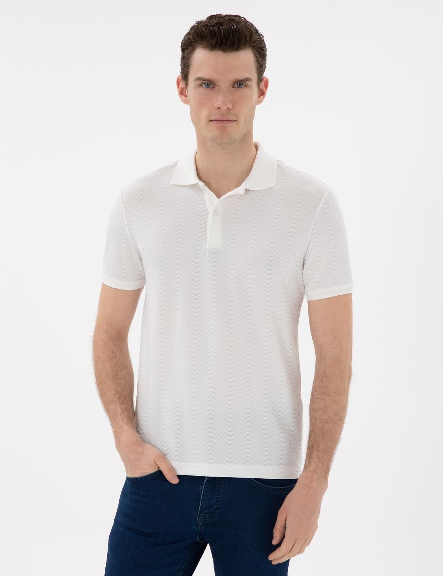 Beyaz Slim Fit Polo Yaka Tişört