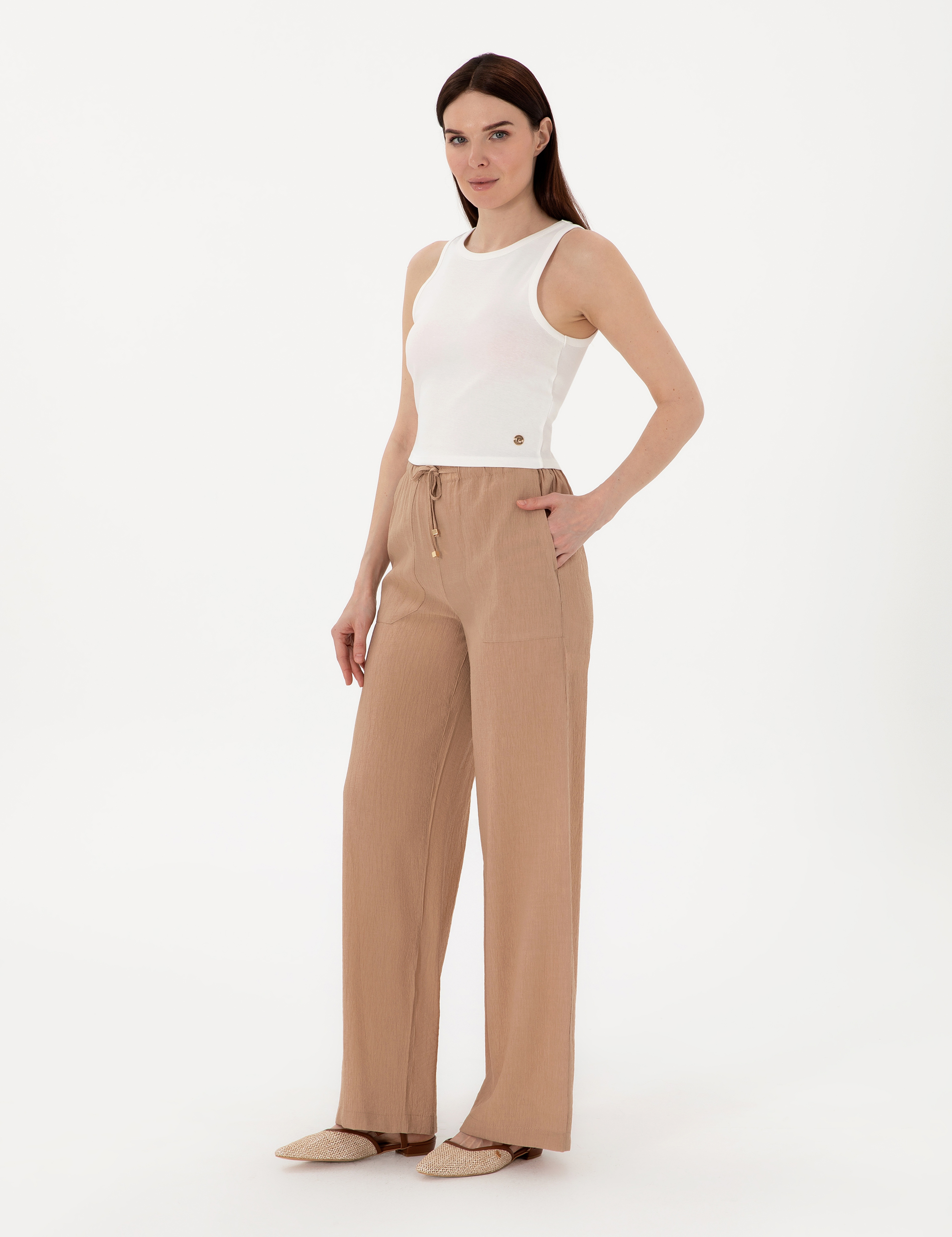 Bej Loose Fit Pantolon - Image 1