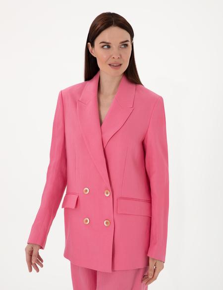 Pembe Comfort Fit keten Ceket - 50299991007