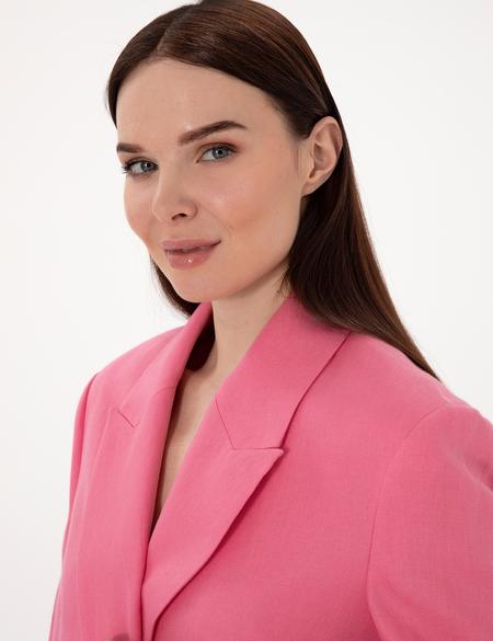 Pembe Comfort Fit keten Ceket - 50299991007