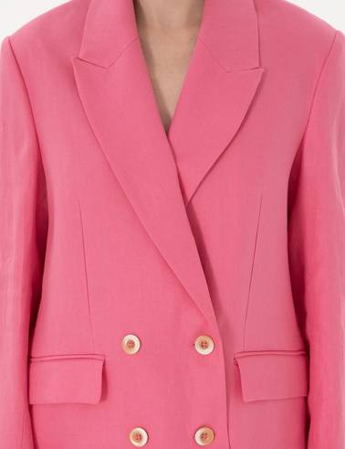 Pembe Comfort Fit keten Ceket