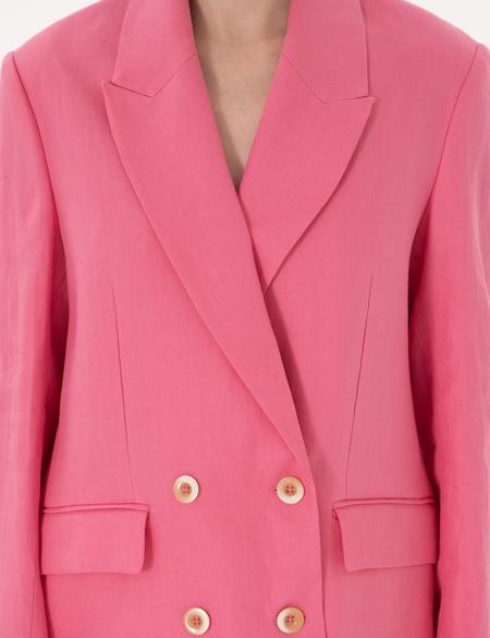 Pembe Comfort Fit keten Ceket - 50299991007