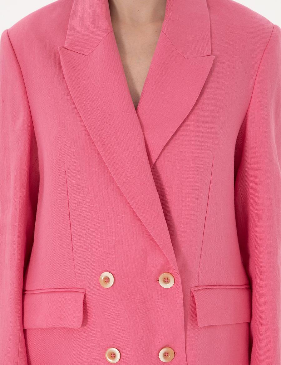 Pembe Comfort Fit keten Ceket