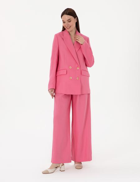 Pembe Comfort Fit keten Ceket - 50299991007