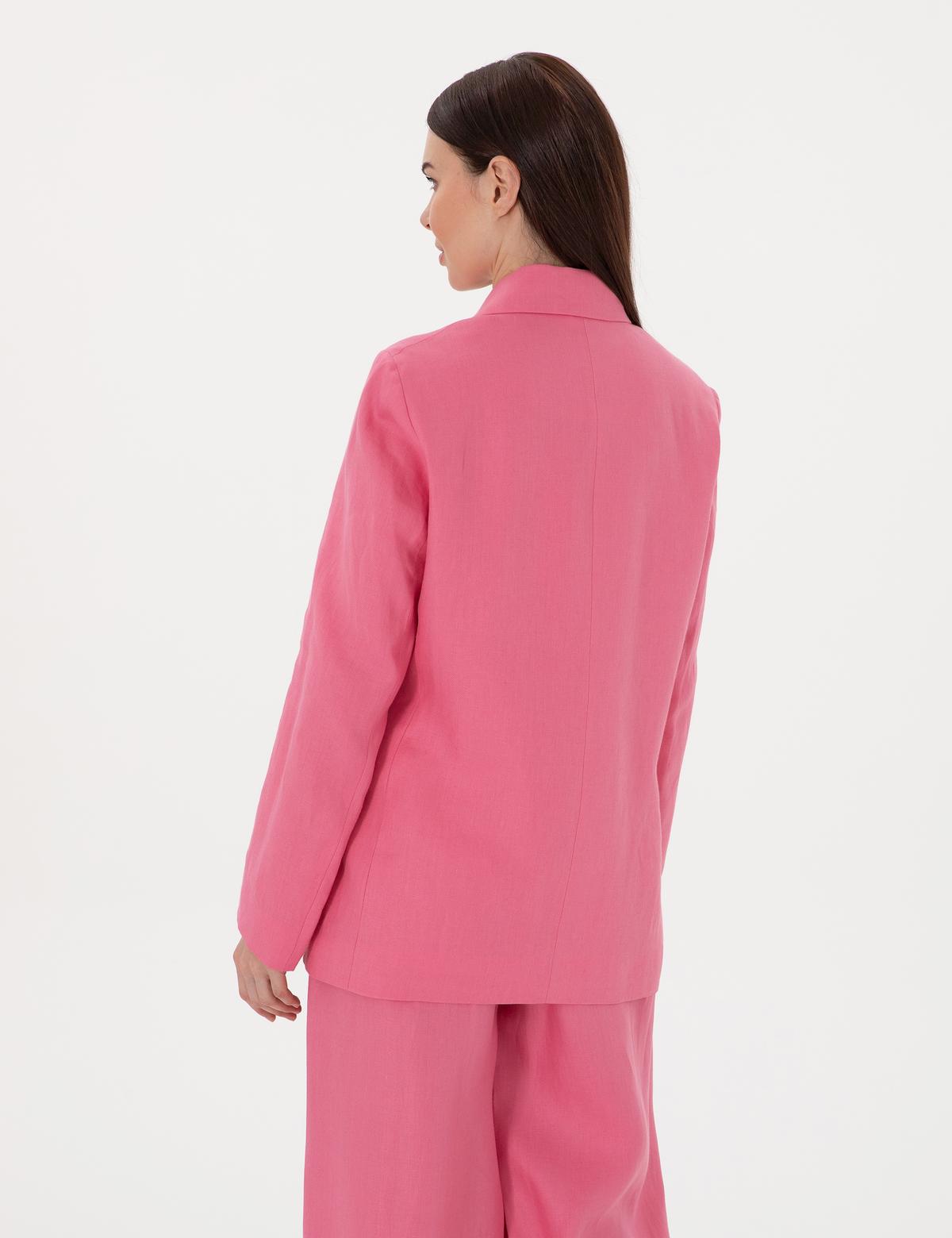 Pembe Comfort Fit keten Ceket - 50299991007