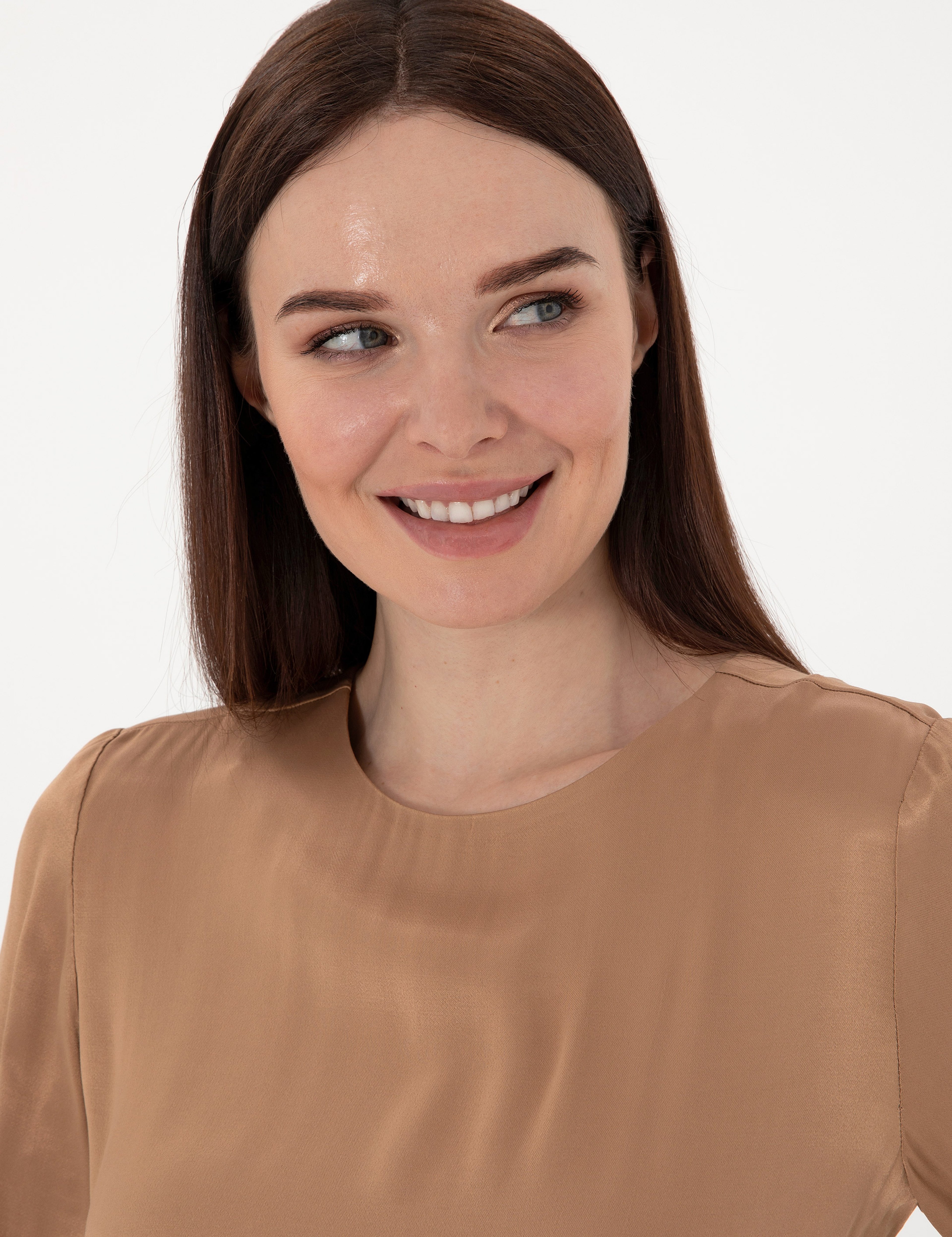 Kahverengi Comfort Fit Bluz - Image 2