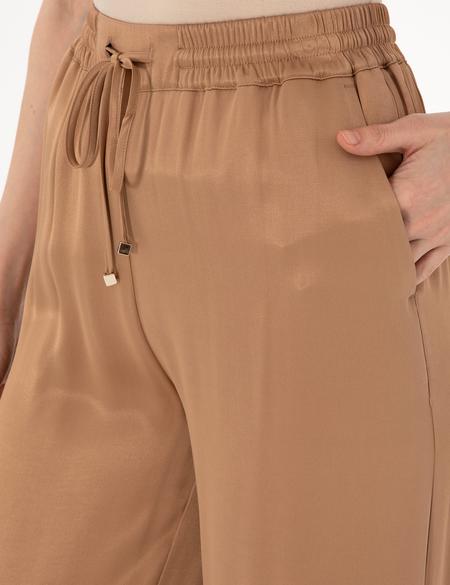 Kahverengi Saten Loose Fit Pantolon - 50301237021