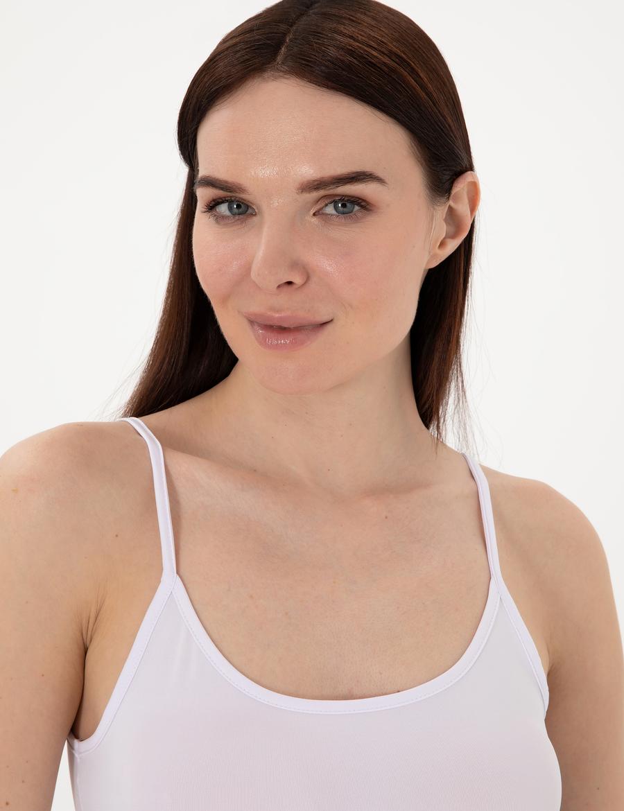 Beyaz Ex. Slim Fit Örme Bluz