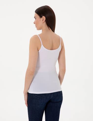 Beyaz Extra Slim Fit Örme Bluz