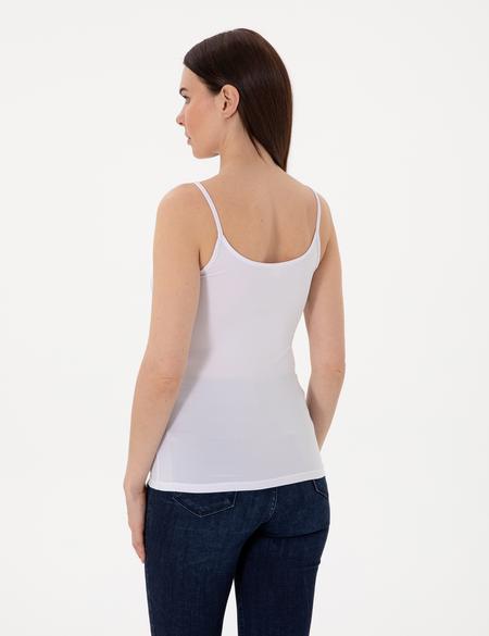 Beyaz Ex. Slim Fit Örme Bluz - 50306559001