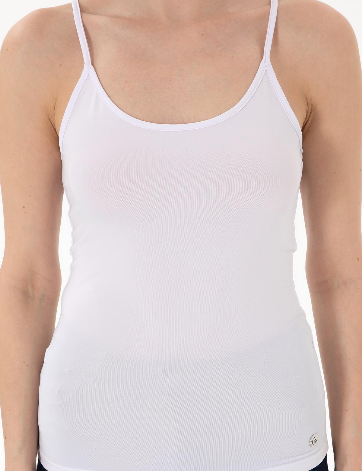 Beyaz Ex. Slim Fit Örme Bluz - 50306559001