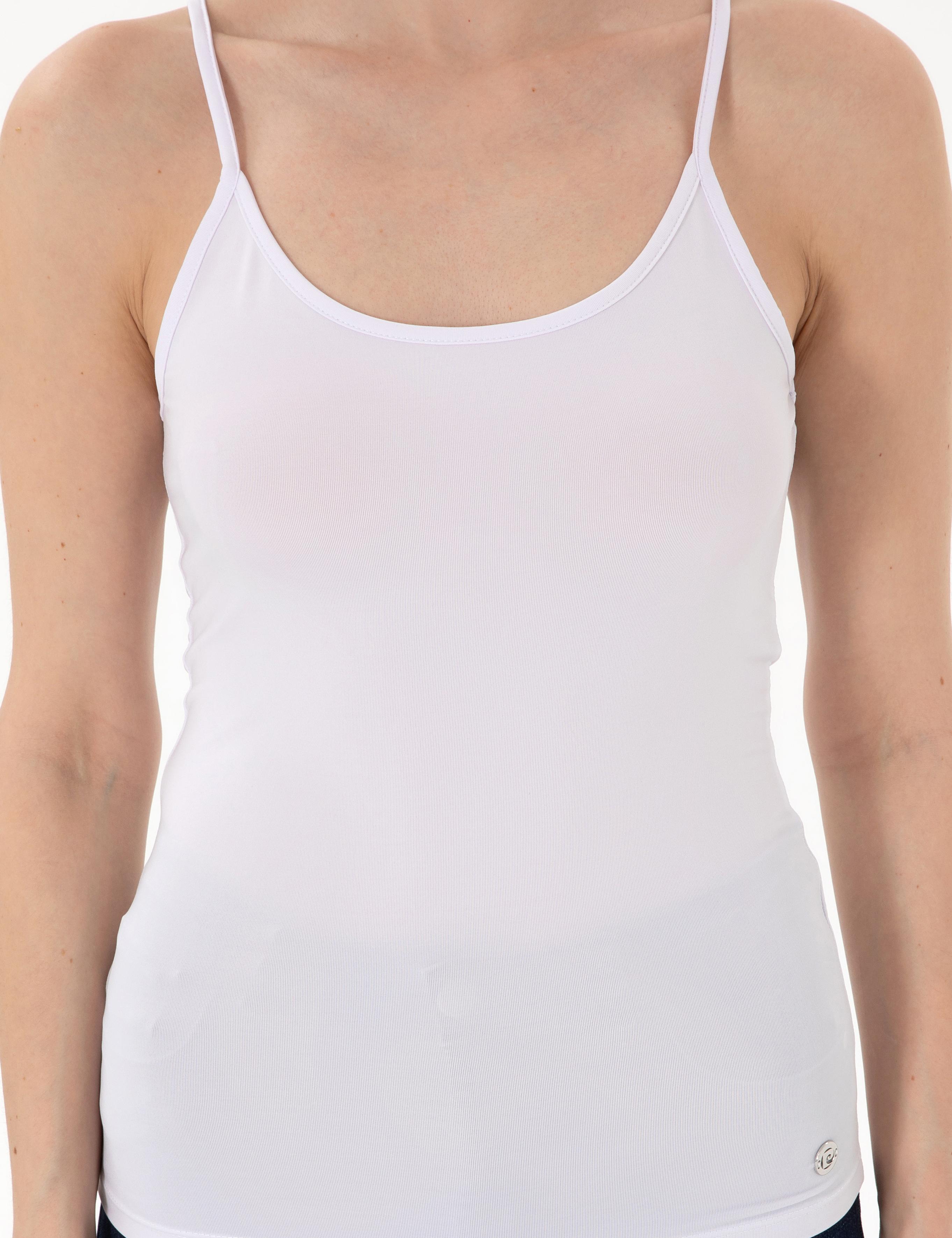 Beyaz Ex. Slim Fit Örme Bluz