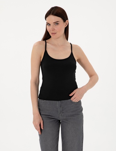 Siyah Extra Slim Fit Örme Bluz