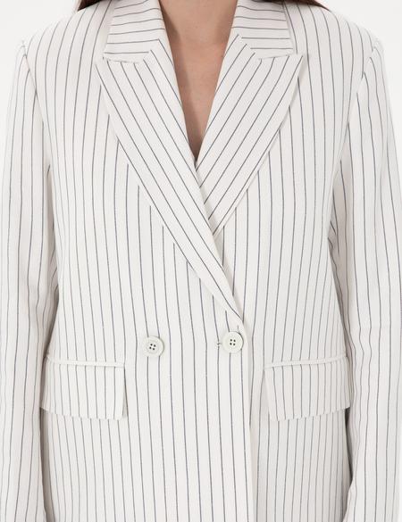 Ekru Keten Karışımlı Comfort Fit Kruvaze Ceket - 50300067007