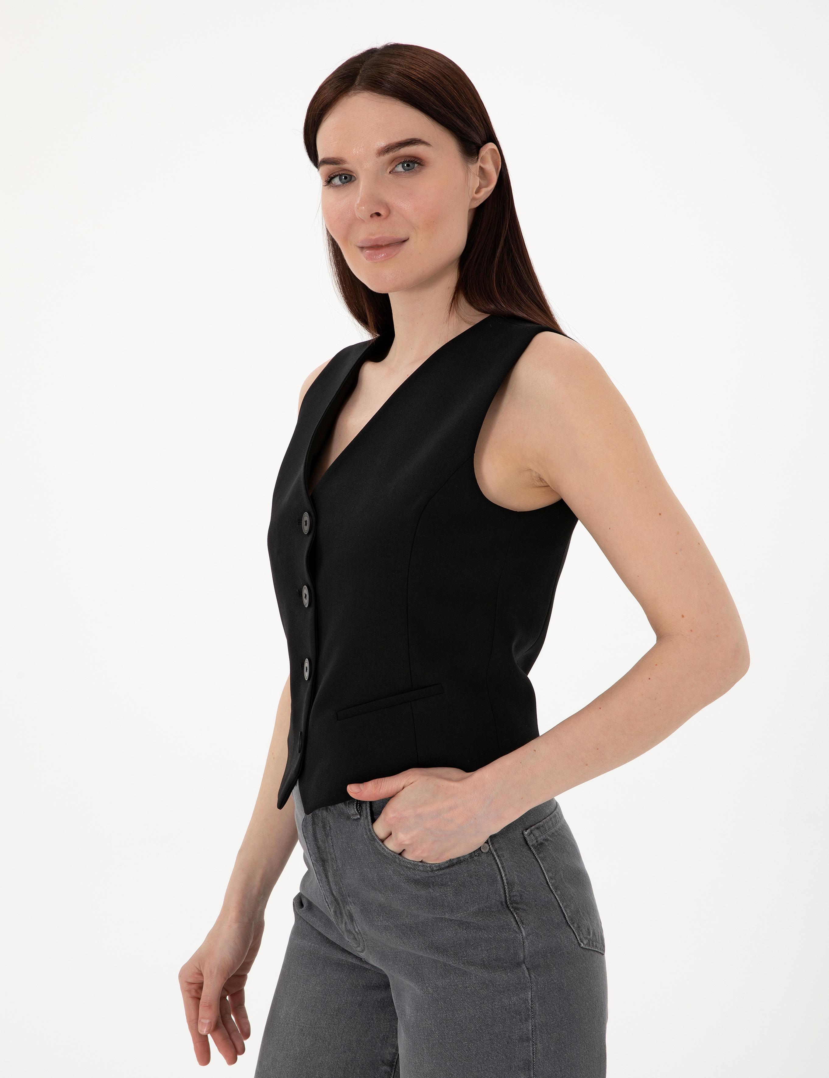 Siyah Slim Fit Yelek