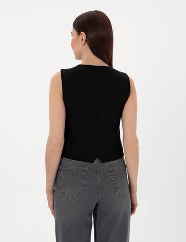 Siyah Slim Fit Yelek