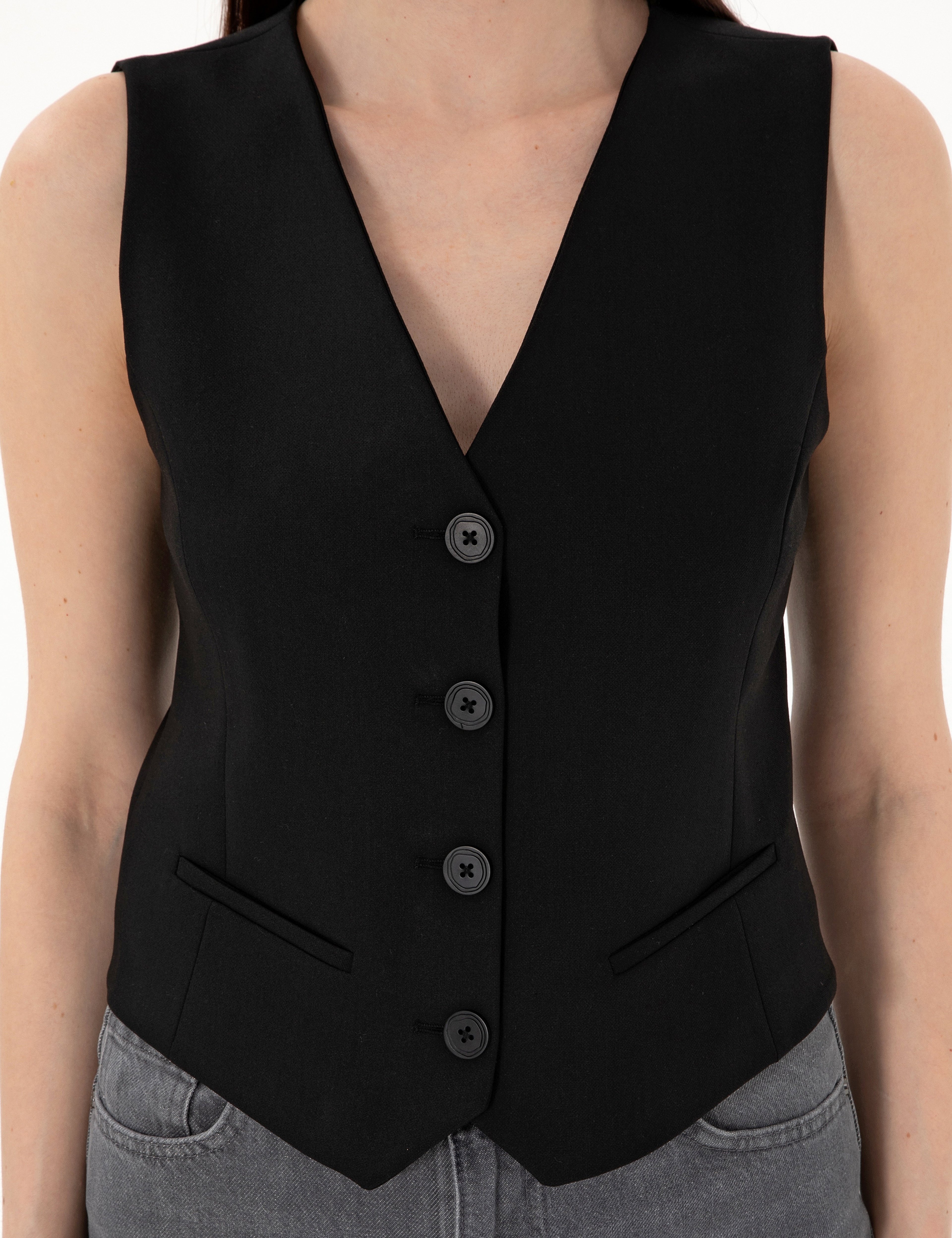 Siyah Slim Fit Yelek