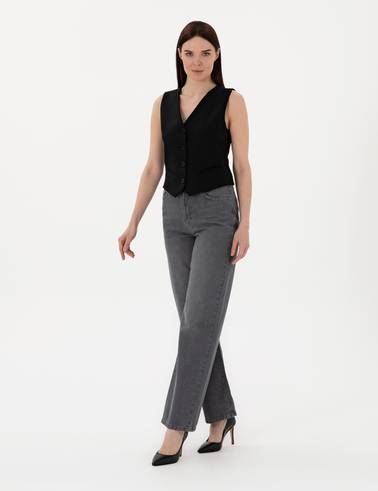 Siyah Slim Fit Yelek
