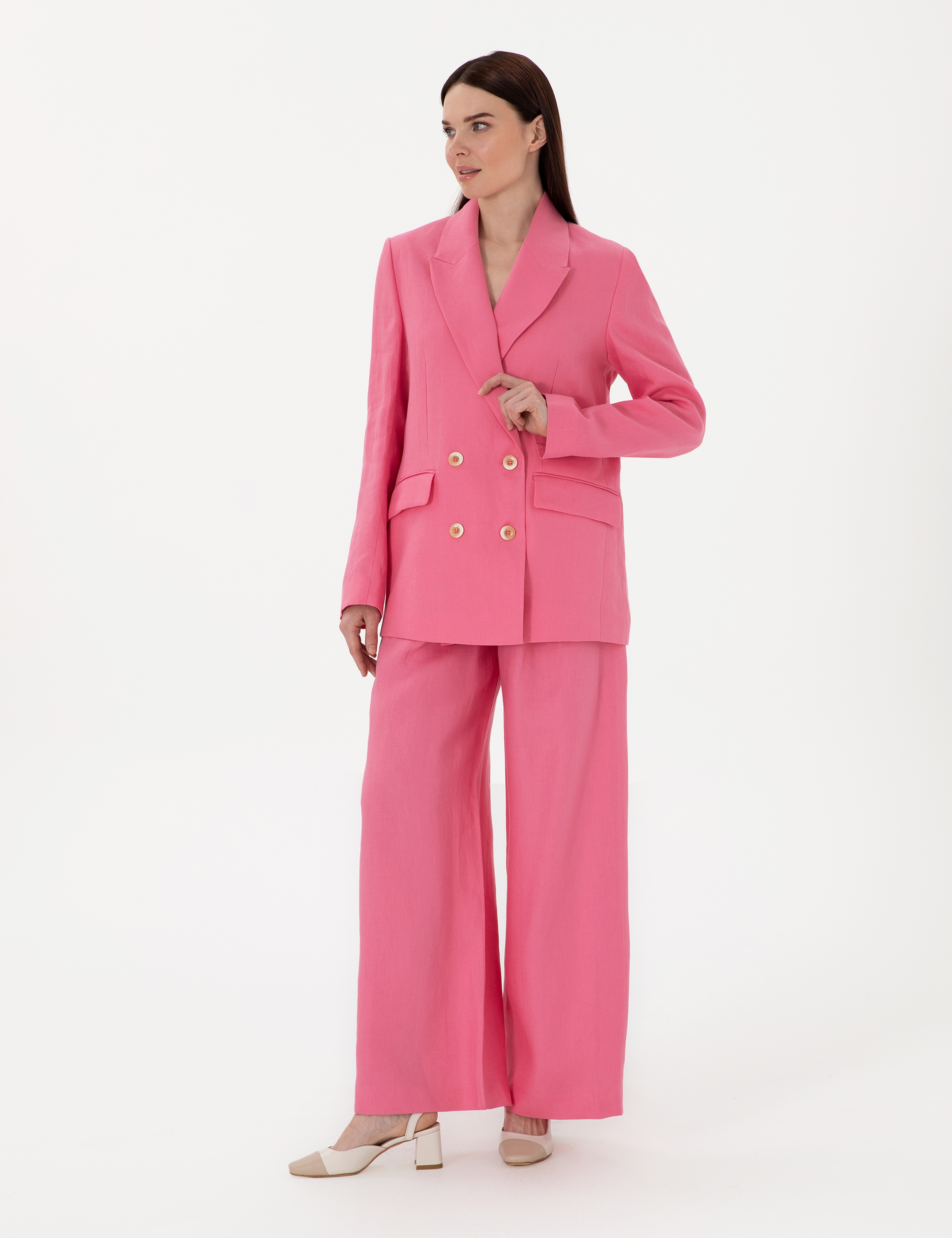 Pembe Keten Pantolon - Image 1