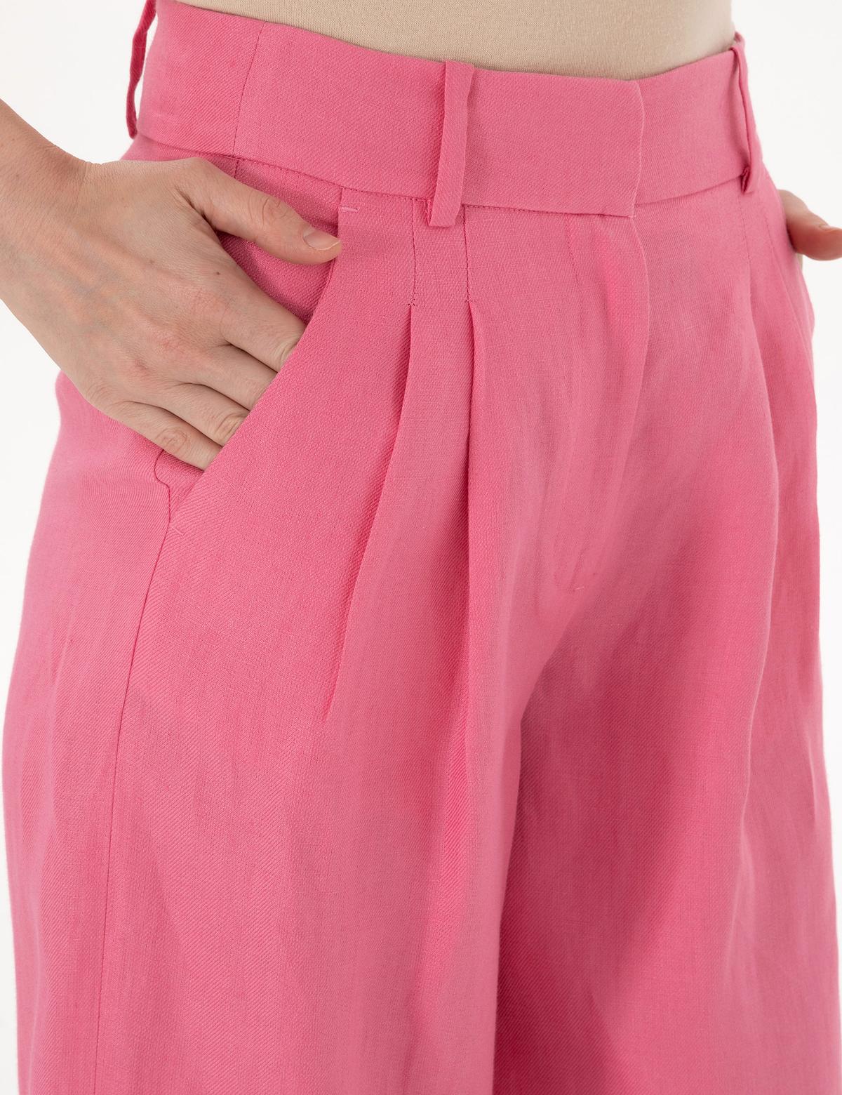 Pembe Keten Pantolon - 50299986013