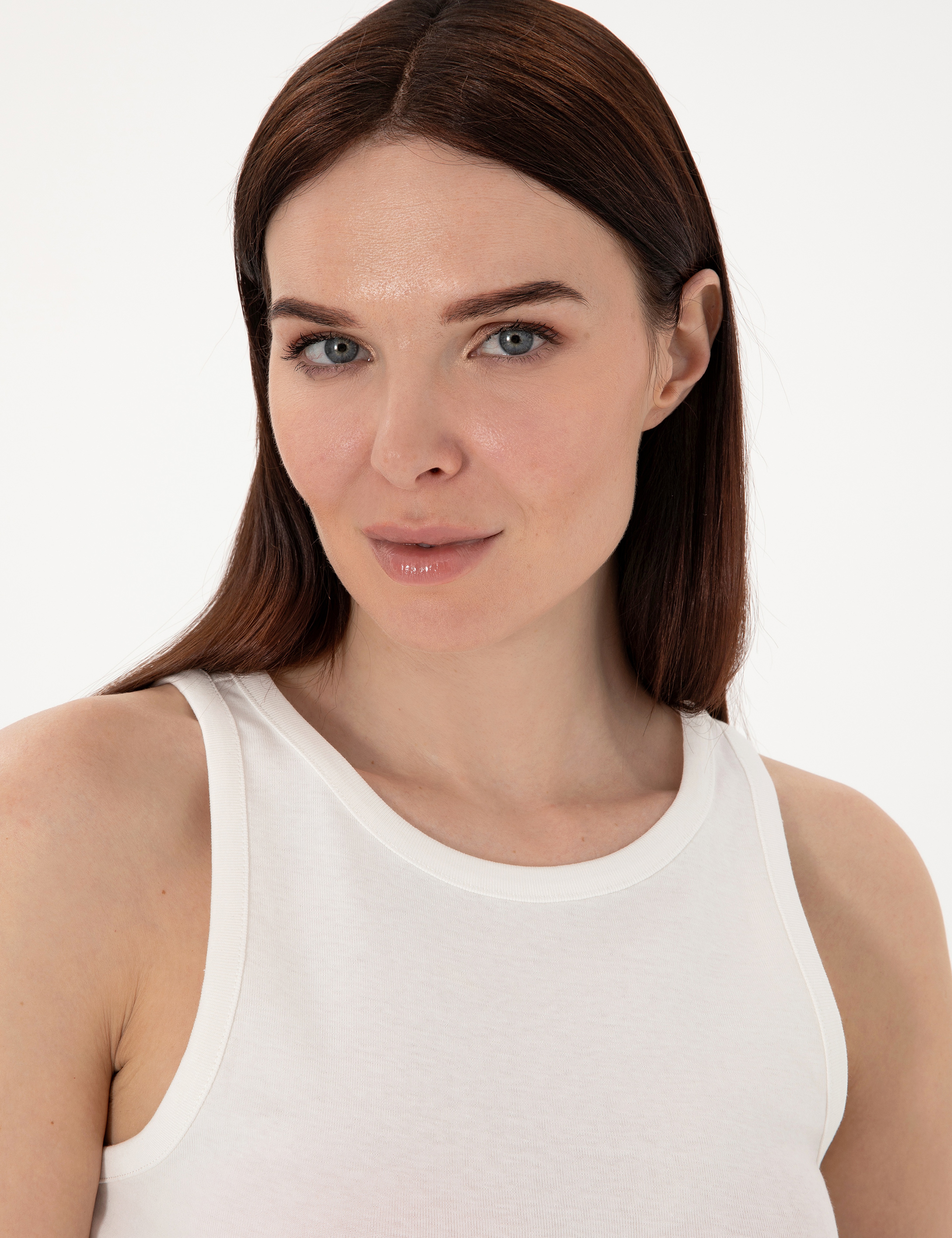 Beyaz Extra Slim Fit Crop Tişört - Image 2