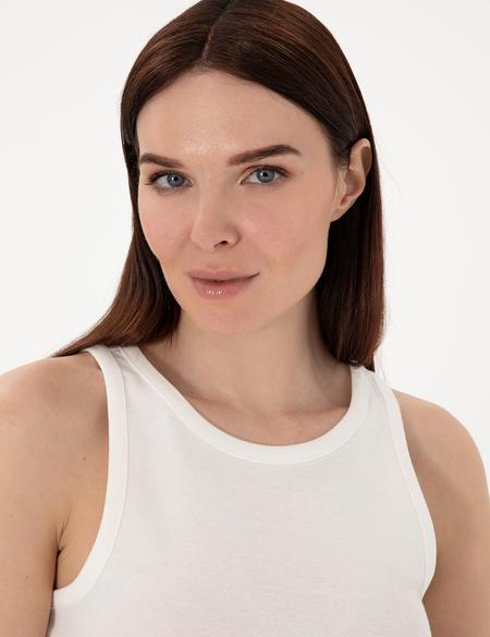 Beyaz Ex. Slim Fit Crop Tişört - 50305750003