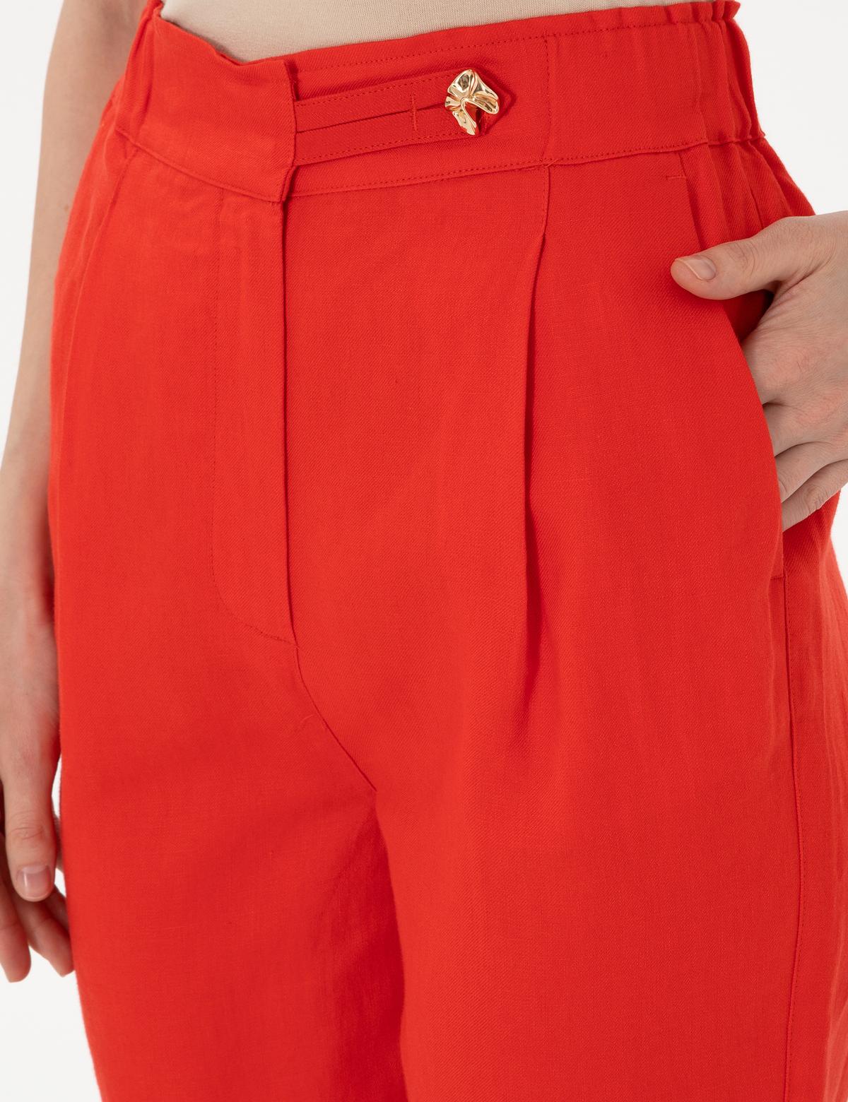 Kırmızı Keten Pantolon - 50299975004