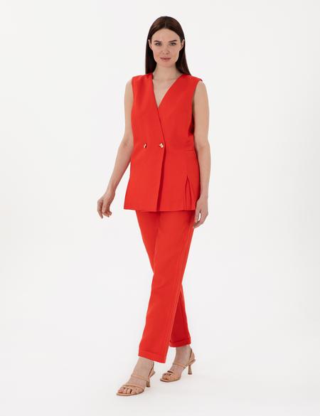 Kırmızı Keten Pantolon - 50299975004